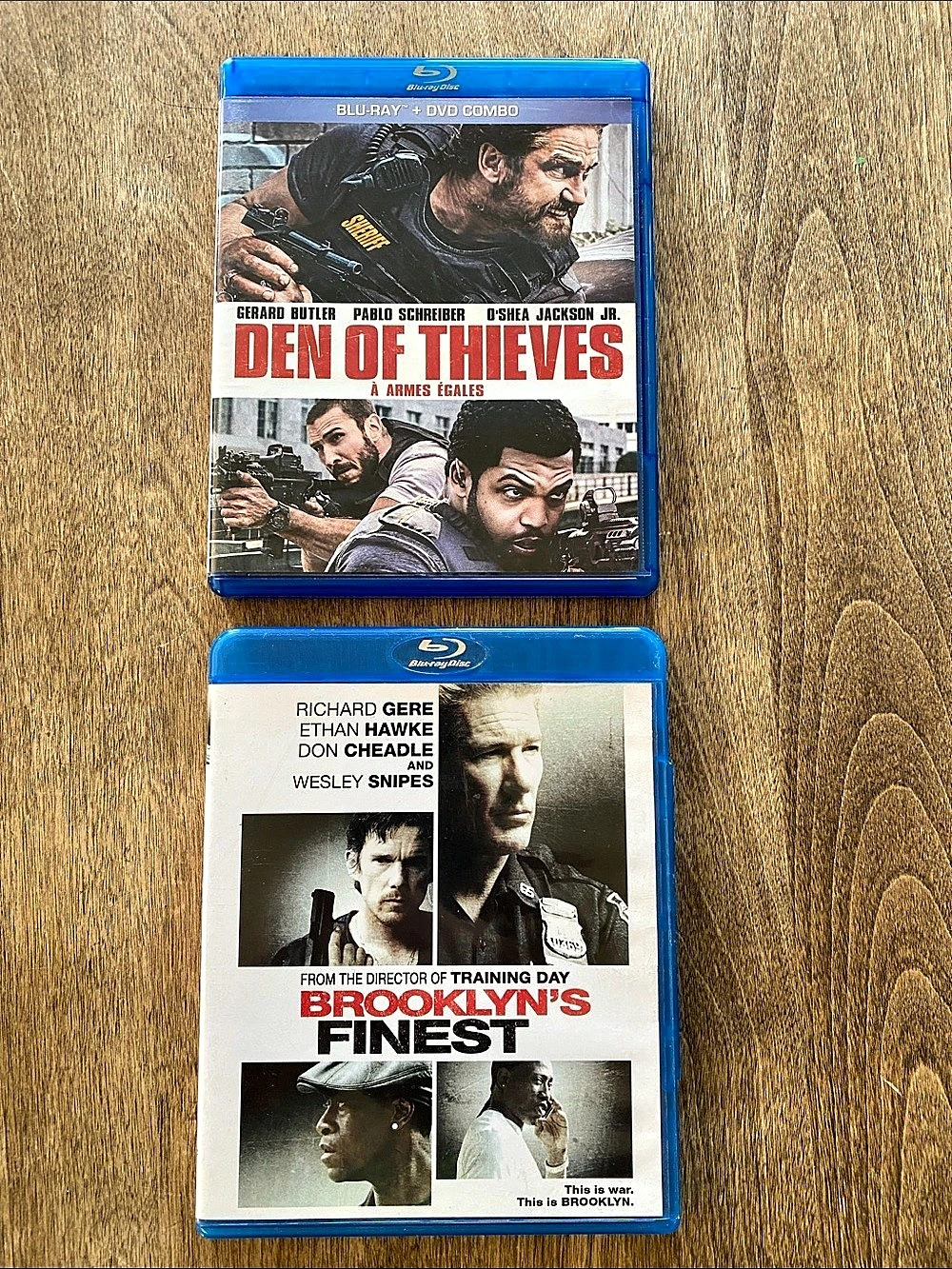 Great Cop Movies: Den of Thieves and Brooklyn's Finest. Blu-ray Movies